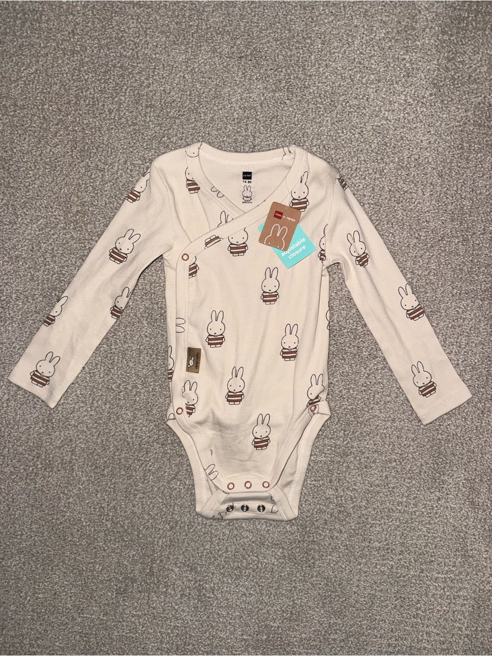 Miffy Print Cream Long-Sleeve Baby One-Piece NWT